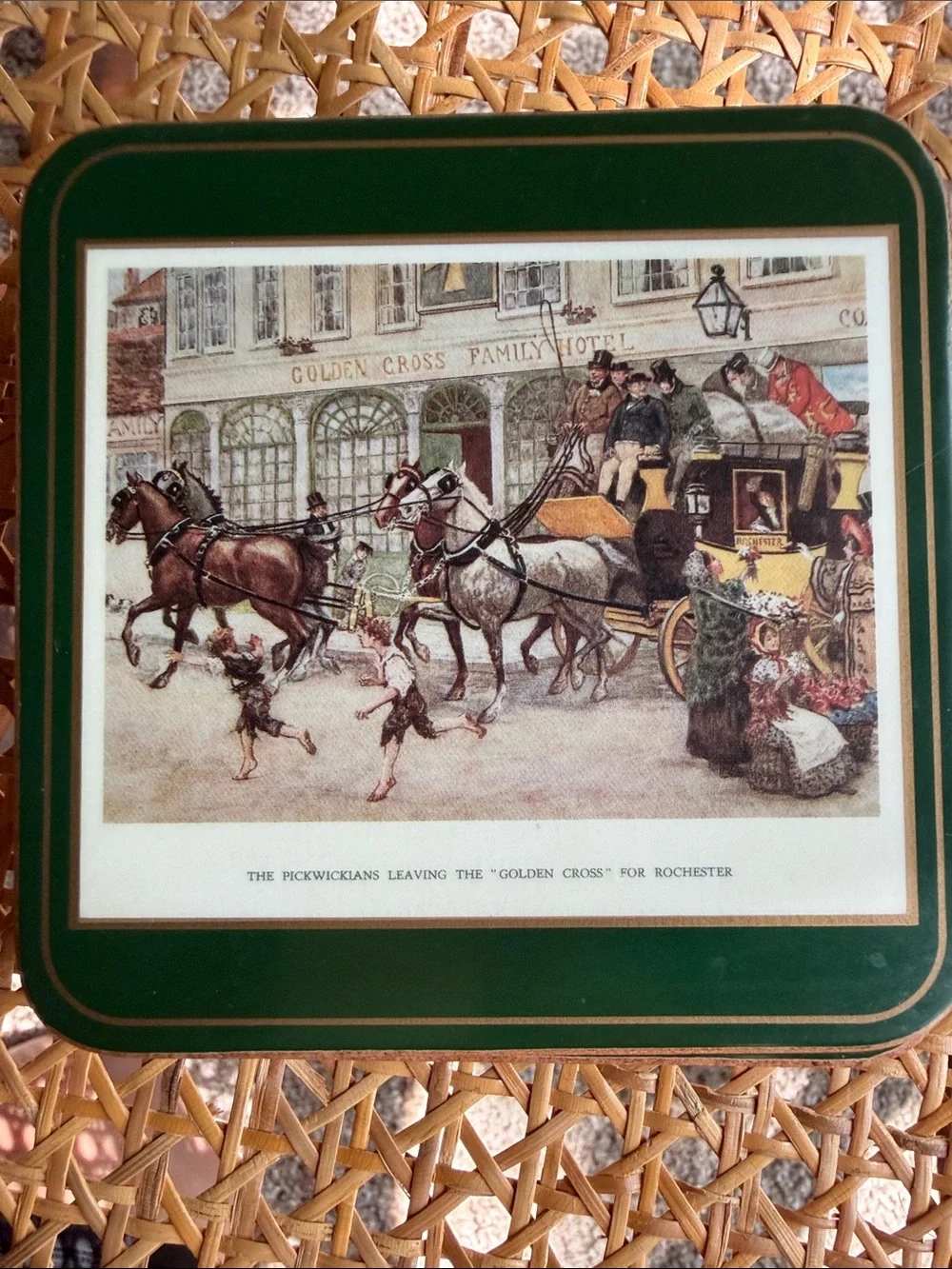 Vintage Pimpernel Cork Coasters with Dickensian Scenes